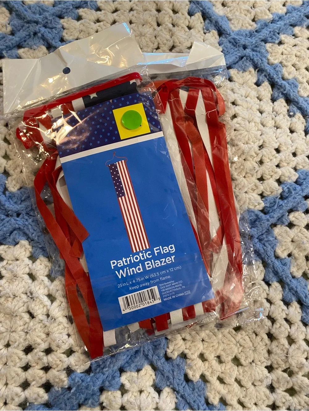 Patriotic American Flag Wind Blazer Windsock 25” Red White Blue New